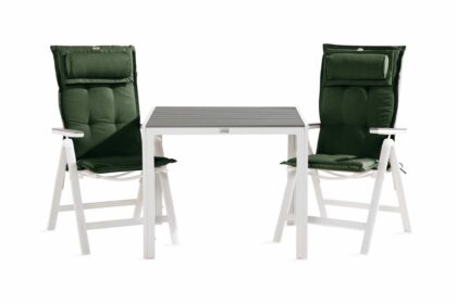 Matgrupp utomhus tunis 90x90 + 2 monaco light stol m dyna - vit|grå|grön