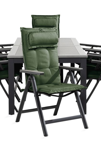 Matgrupp utomhus monaco 100x220-280 + 8 monaco light stol m dyna - svart|grå|grön