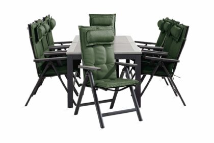 Matgrupp utomhus monaco 100x220-280 + 8 monaco light stol m dyna - svart|grå|grön