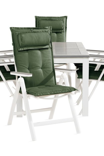 Matgrupp utomhus monaco 90x152-210 + 6 monaco light stol m dyna - vit|grå|grön