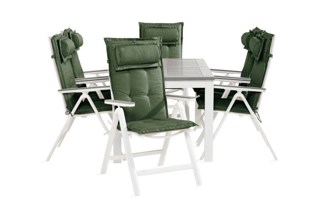Matgrupp utomhus monaco 90x152-210 + 6 monaco light stol m dyna - vit|grå|grön