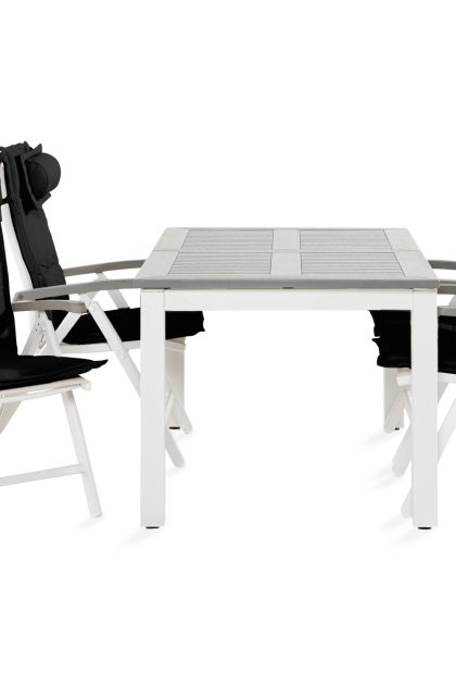 Matgrupp utomhus monaco 90x152-210 + 4 positionsstolar m dyna - vit|svart