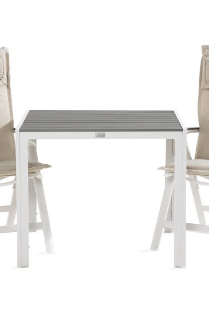 Matgrupp utomhus tunis 90x90 + 2 monaco light stol m dyna - vit|grå|offwhite