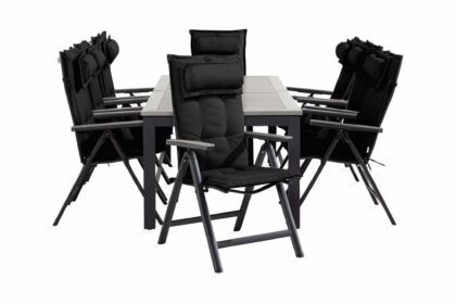 Matgrupp utomhus monaco 100x220-280 + 8 monaco light stol m dyna - svart|grå