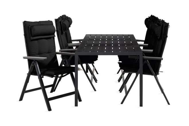 Matgrupp utomhus tunis 90x205 + 6 monaco light stol m dyna - svart/grå
