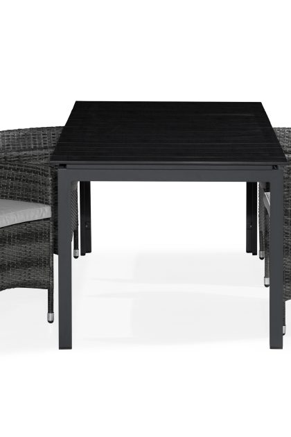 Matgrupp utomhus tunis 150x90 + 4 thor fåtölj m dyna - grå|offwhite