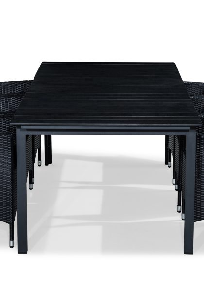 Matgrupp utomhus tunis 220-280x90 + 6 thor fåtölj - svart