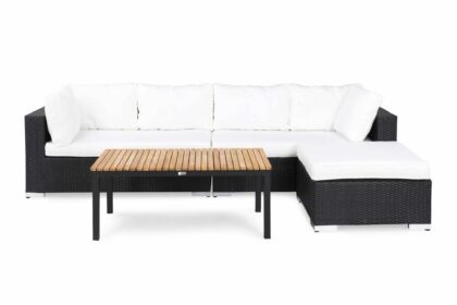 Loungegrupp utomhus florida konstrotting svart - beige|vit|svart