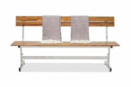 Lie trädgrådsbänk utomhus 180 cm - brun/krom