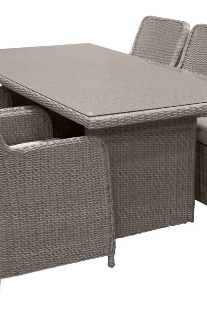 Wembley matgrupp utomhus 200 cm + 6 utestolar - grå
