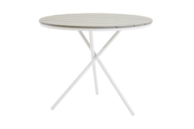 Parma cafébord 90 cm rund - vit/grå