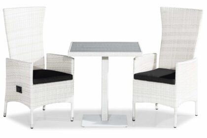 Caféset bahamas 70x70 + 2 jenny fåtölj ställbar m dyna - vit|svart