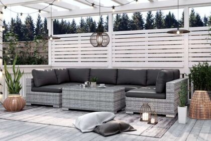 Loungegrupp utomhus bahamas 6-sits bord - grå