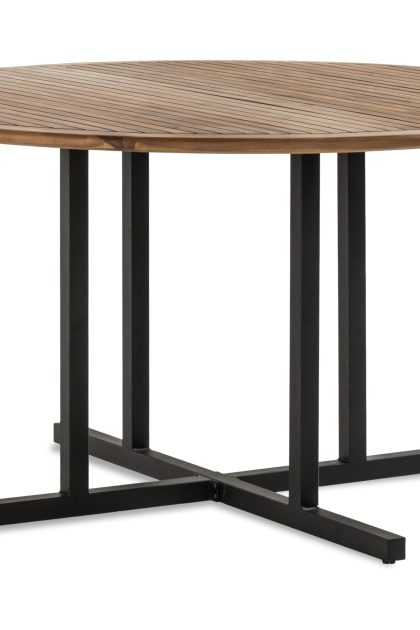 Matbord utomhus lines 140 cm runt - akacia/svart