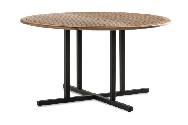 Matbord utomhus lines 140 cm runt - akacia/svart