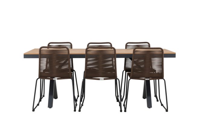 Garcia matgrupp utomhus + 6 utestolar - svart