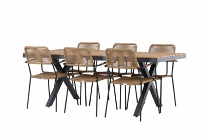 Matgrupp garcia 200 cm + 6 st hochanas matstolar svart -