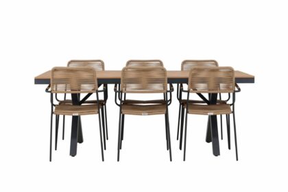 Garcia matgrupp utomhus + 6 utestolar - svart