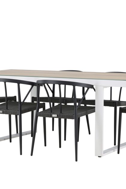 Matgrupp Utomhus Merlo 200 cm + 6 st Stina Matstolar Svart/Vit -