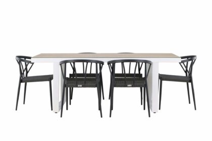 Merlo matgrupp utomhus + 6 utestolar - vit