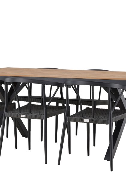 Matgrupp Utomhus Garcia 200 cm + 6 st Stina Matstolar Svart -