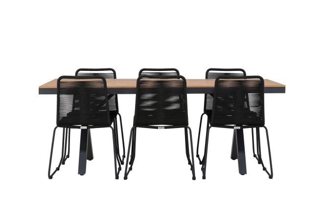 Garcia matgrupp utomhus + 6 utestolar - svart