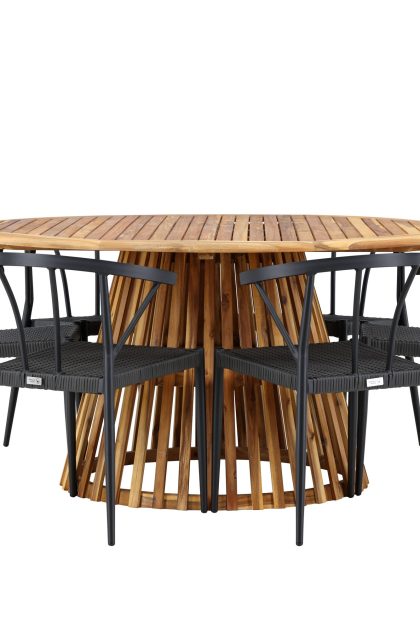 Matgrupp Utomhus Tucumán Rund 150 cm + 6 st Stina Matstolar Svart -