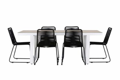 Merlo matgrupp utomhus + 6 utestolar - vit