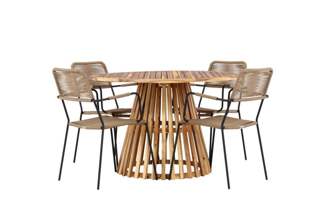 Lumpur matgrupp utomhus + 4 utestolar - natur