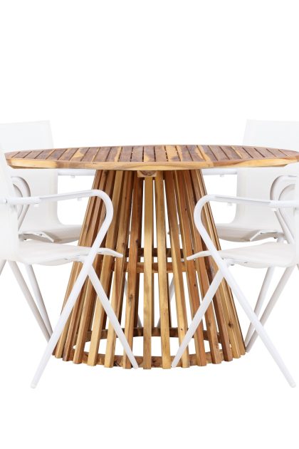 Matgrupp Utomhus Lumpur Rund 120 cm + 4 st Alling Matstolar Vit -