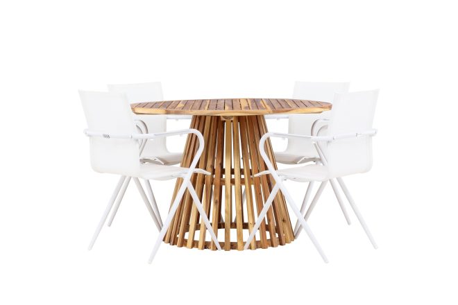 Matgrupp Utomhus Lumpur Rund 120 cm + 4 st Alling Matstolar Vit -