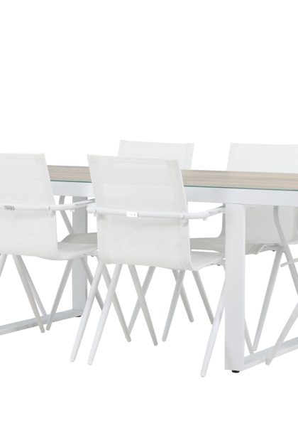 Matgrupp Utomhus Merlo 200 cm + 6 st Alling Matstolar Vit -