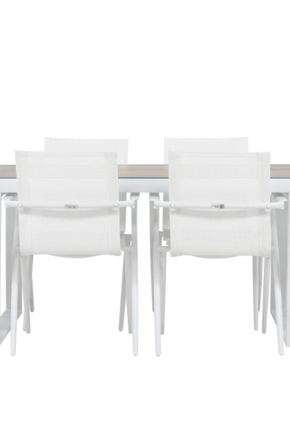 Merlo matgrupp utomhus + 6 utestolar - vit