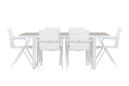 Merlo matgrupp utomhus + 6 utestolar - vit