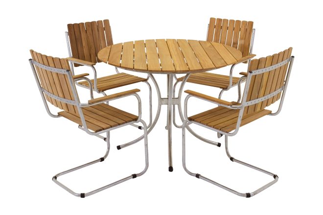 Matgrupp utomhus arild 110 cm rund + 4 st matstolar -