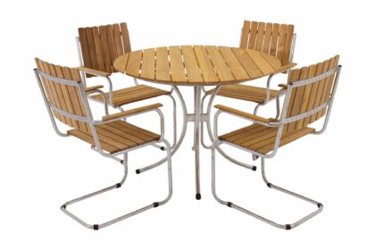 Matgrupp utomhus arild 110 cm rund + 4 st matstolar -