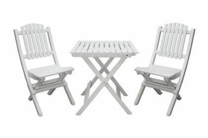 Caféset wilma 65x65 cm + 2 utestolar vit - baltic garden