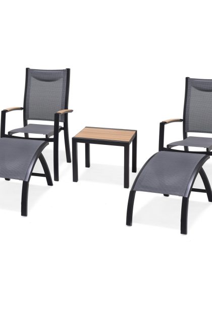 Caféset panama 50x50 cm + 2 utestolar grå - lifestyle garden