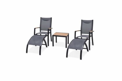 Caféset panama 50x50 cm + 2 utestolar grå - lifestyle garden