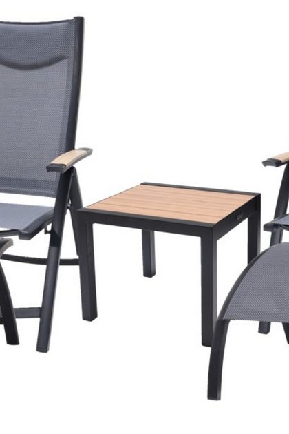 Caféset panama 50x50 cm + 2 utestolar svart - lifestyle garden