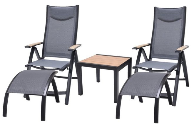 Caféset panama 50x50 cm + 2 utestolar svart - lifestyle garden