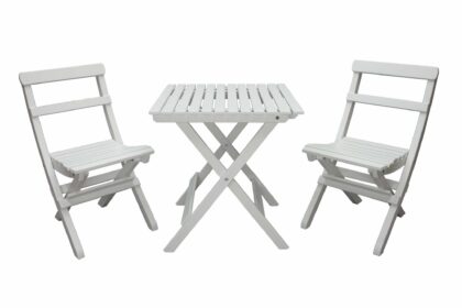 Caféset wilma 65x65 cm + 2 utestolar grå/vit - baltic garden