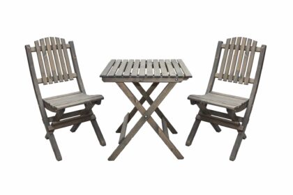 Caféset wilma 65x65 cm + 2 utestolar grå/vit - baltic garden