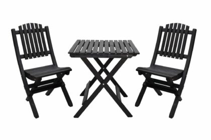Caféset wilma 65x65 cm + 2 utestolar svart - baltic garden