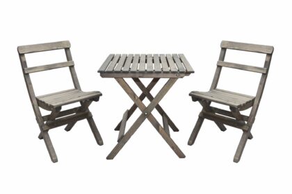 Caféset wilma 65x65 cm + 2 utestolar grå/vit - baltic garden