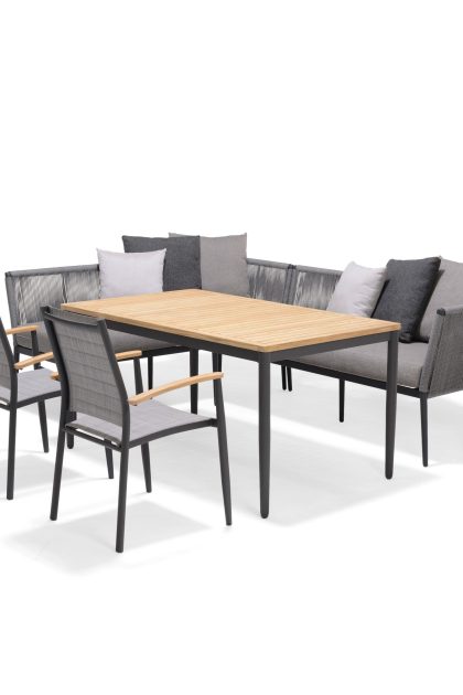 Matgrupp utomhus panjin 144x90 cm + 6 utestolar svart - lifestyle garden