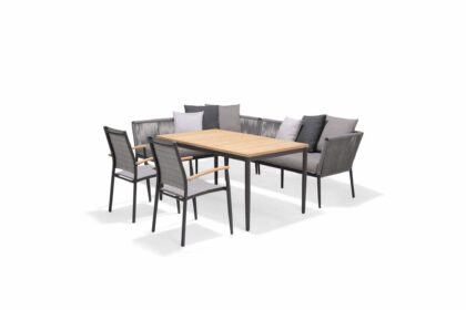 Matgrupp utomhus panjin 144x90 cm + 6 utestolar svart - lifestyle garden