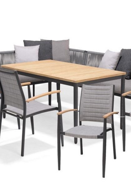 Matgrupp utomhus panjin 144x90 cm + 6 utestolar svart - lifestyle garden