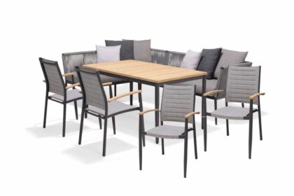 Matgrupp utomhus panjin 144x90 cm + 6 utestolar svart - lifestyle garden