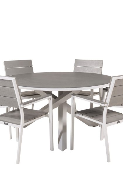Copacabana matgrupp utomhus + 6 utestolar - vit/grå